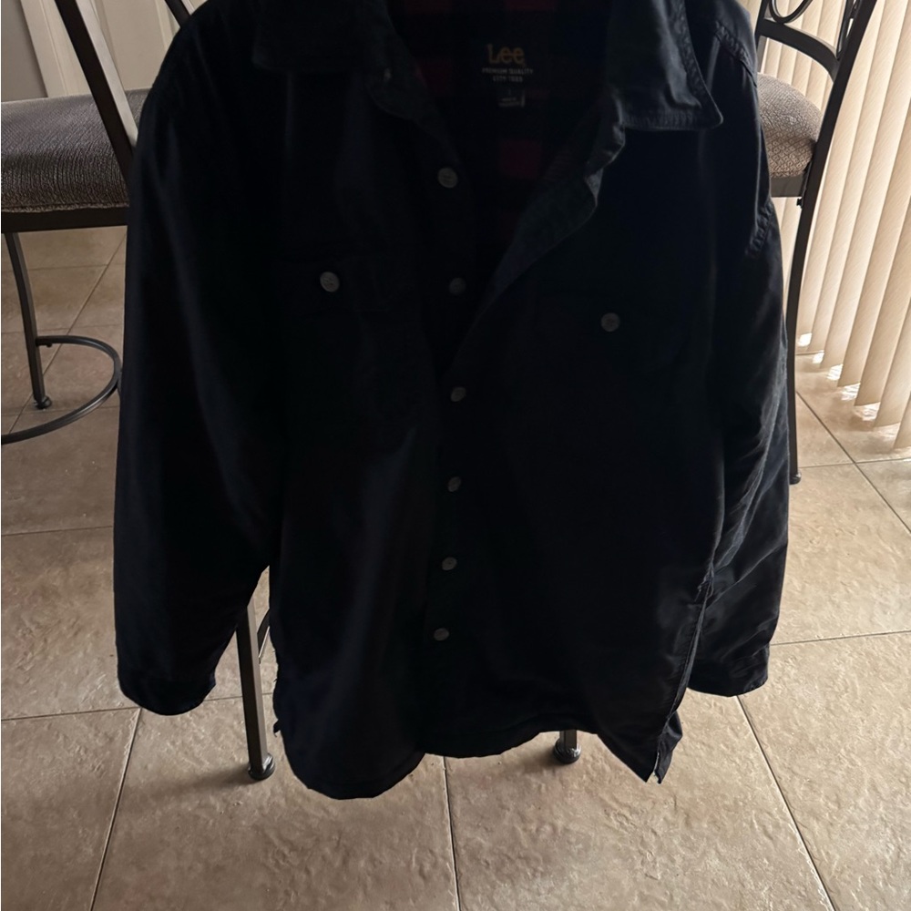 Lee Men's Black Flannel Lined Jacket Large